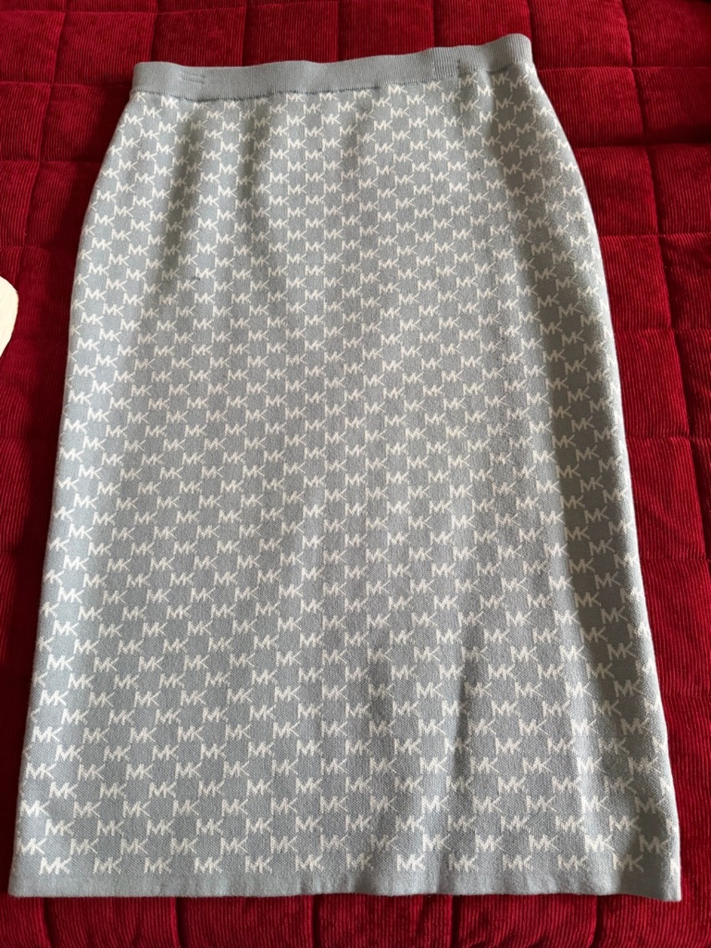Michael Kors Light blue MK Logo Knit Pencil Skirt size L
